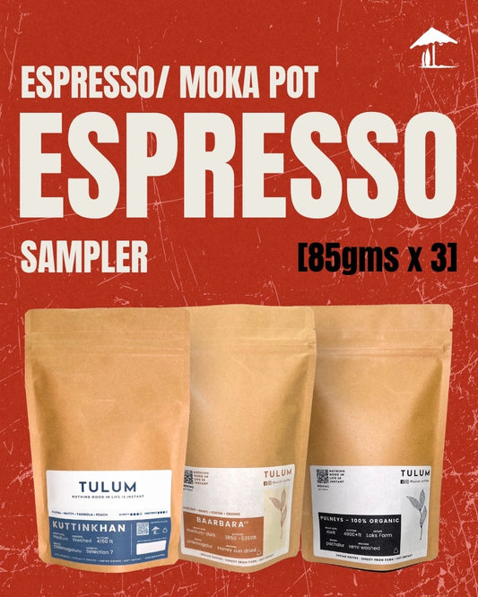 Tulum Coffee perfect pairing for your Espresso with our specially selected, Medium to Dark roasted coffee - sampler pack.