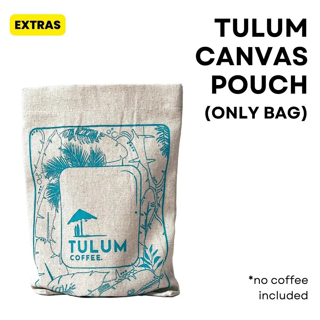 Close-up shot of Tulum Canvas Cloth bag in different colour , perfect for  storing coffee equipment, filter papers with a focus on simplicity.