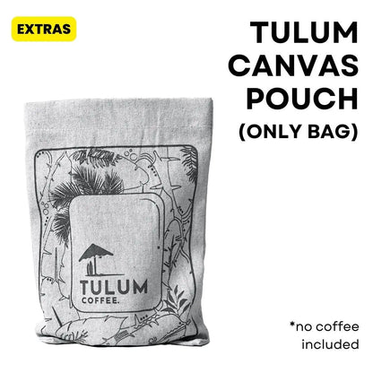Close-up shot of Tulum Canvas Cloth bag in different colour , perfect for  storing coffee equipment, filter papers with a focus on simplicity.